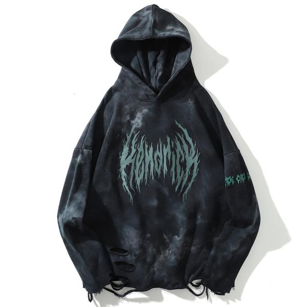eden destroyed aelfric ripped hooded sweatshirt men 2021 casual cotton harajuku male pullover oversize hip hop streetwear hoodie v14g, Black
